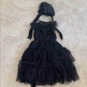 Kids Black Costume Dress with Wig